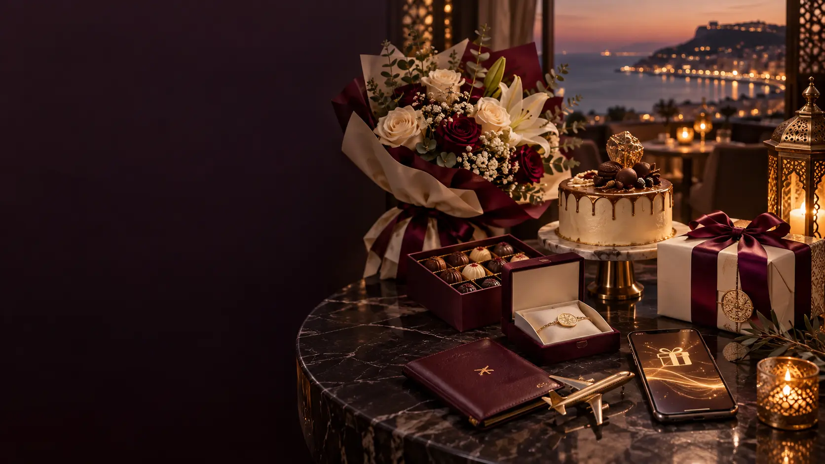 Univers de cadeaux 3lya réunissant fleurs, gourmandises, bijoux, voyage et services numériques